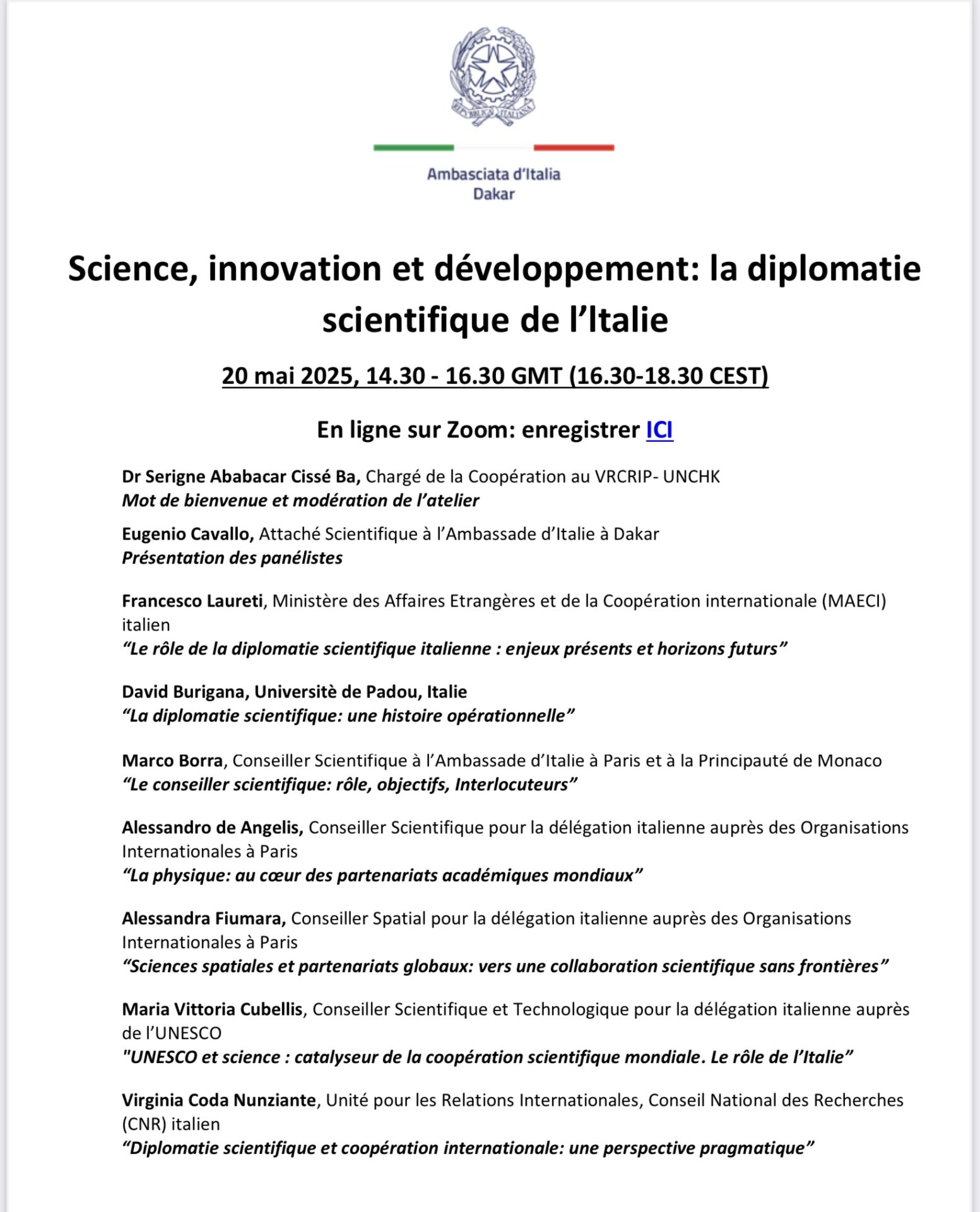 Science, innovation et développement: la diplomatie scientifique de l’Italie